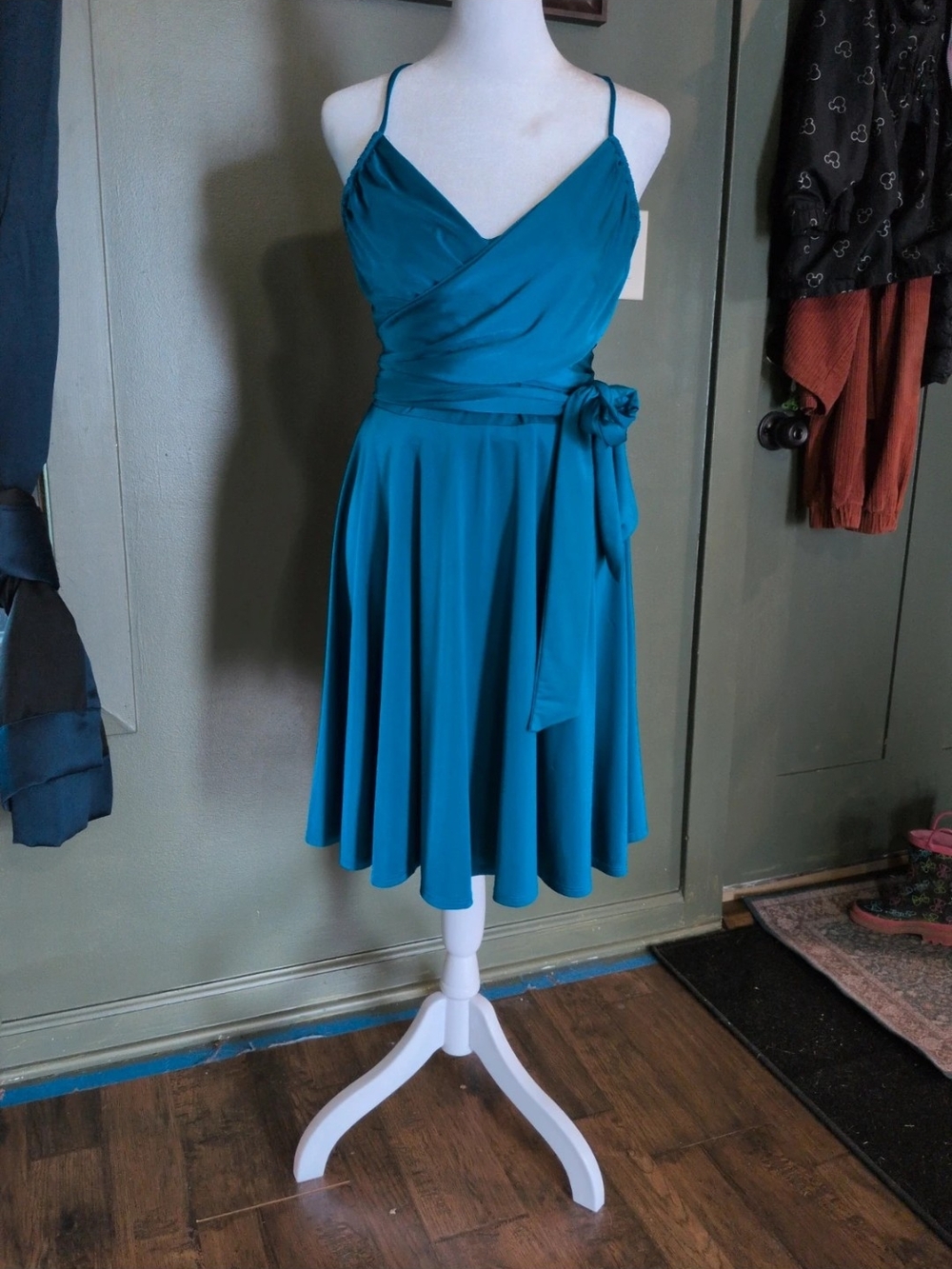 Guess Teal Wrap-Style Midi Dress